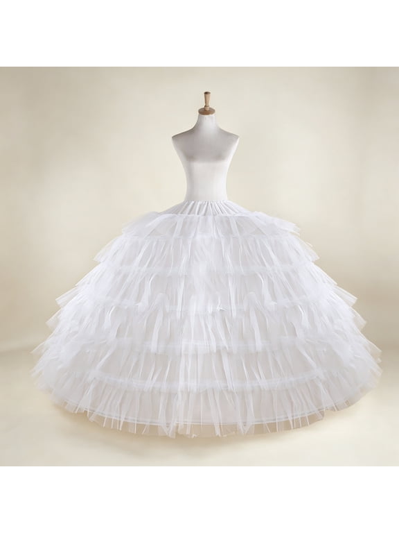 Petticoat Skirt for Women Under Dress, 1.1m Long 1.3 Dia 6 Hoops Tulle Petticoat, Adjustable Women Crinoline Petticoat, Underskirt for Wedding Dress