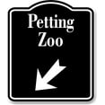 thumbnail image 1 of Petting Zoo 45 Degree Down Left Arrow BLACK Aluminum Composite Sign, 8.5"x10", 1 of 9