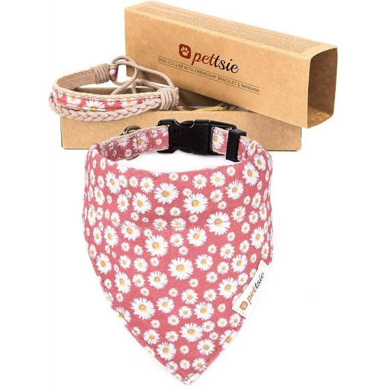 Pettsie Matching Dog Collar Bandana Owner Friendship Bracelet Gift Box Included Durable Hemp 2 Adjustable Sizes Comfortable and Soft Strong D Ring for Easy Leash Attachment M Pink Walmart