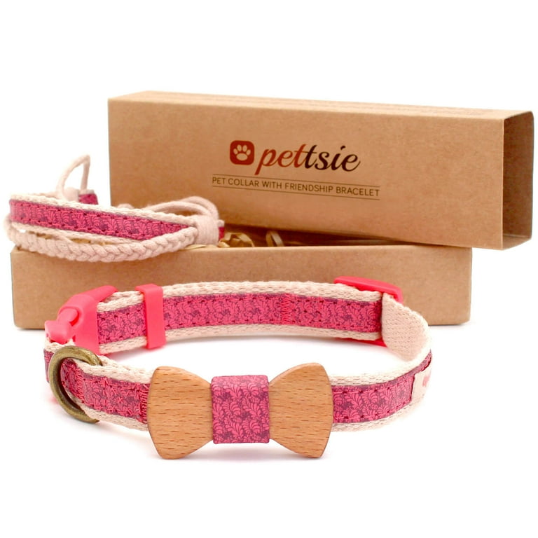 Pettsie Pink Matching Dog Collar Bow Tie and Owner Friendship