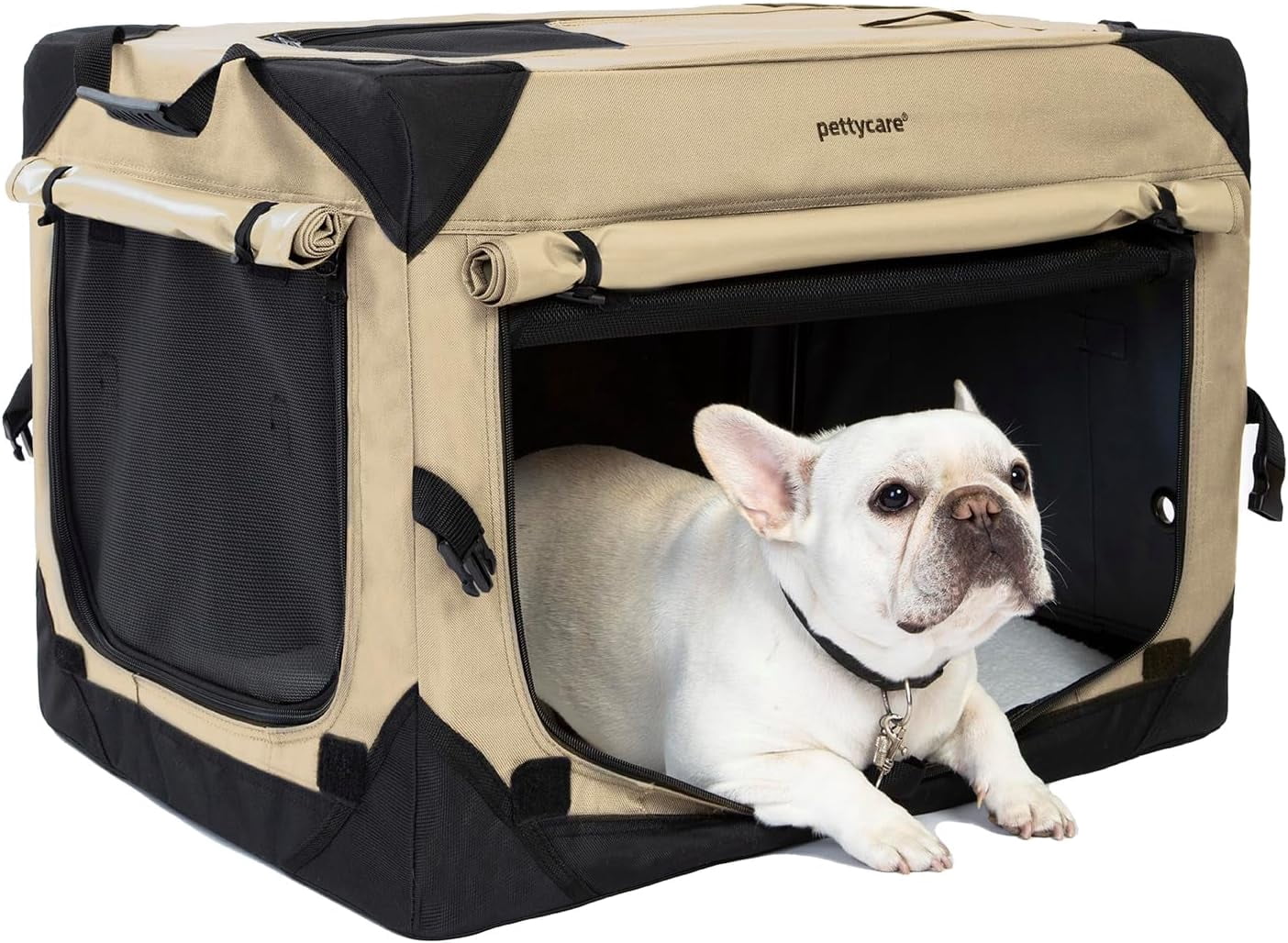 Pettycare 26 Inch Collapsible Dog Crate with Curtains Travel Dog Crate ... - Increased Airflow In Soft Dog Crate For Dog Owners Health And Safety