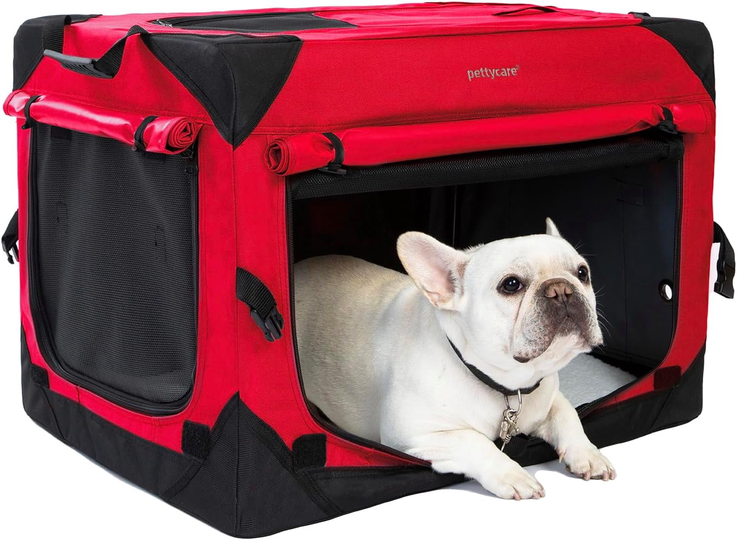 Pettycare 26 Inch Collapsible Dog Crate with Curtains Travel Dog Crate ...