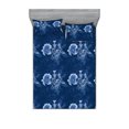 thumbnail image 1 of Petunia Artwork Fitted Sheet & Pillow Sham Set, Winter Colors Delicate Floral Design with Neutral Colors Boho, Decorative Printed 3 Piece Bedding Decor, King, Dark Lavender Pale Blue, by Ambesonne, 1 of 2