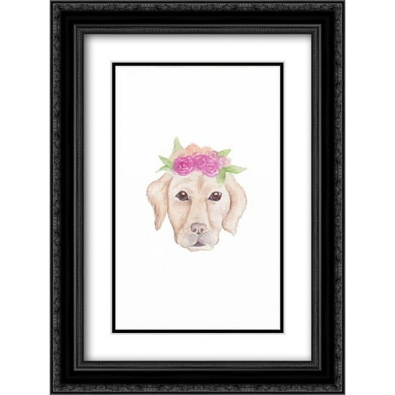 Petunia Pup 2x Matted 18x24 Black Ornate Framed Art Print by Varacek, Pam