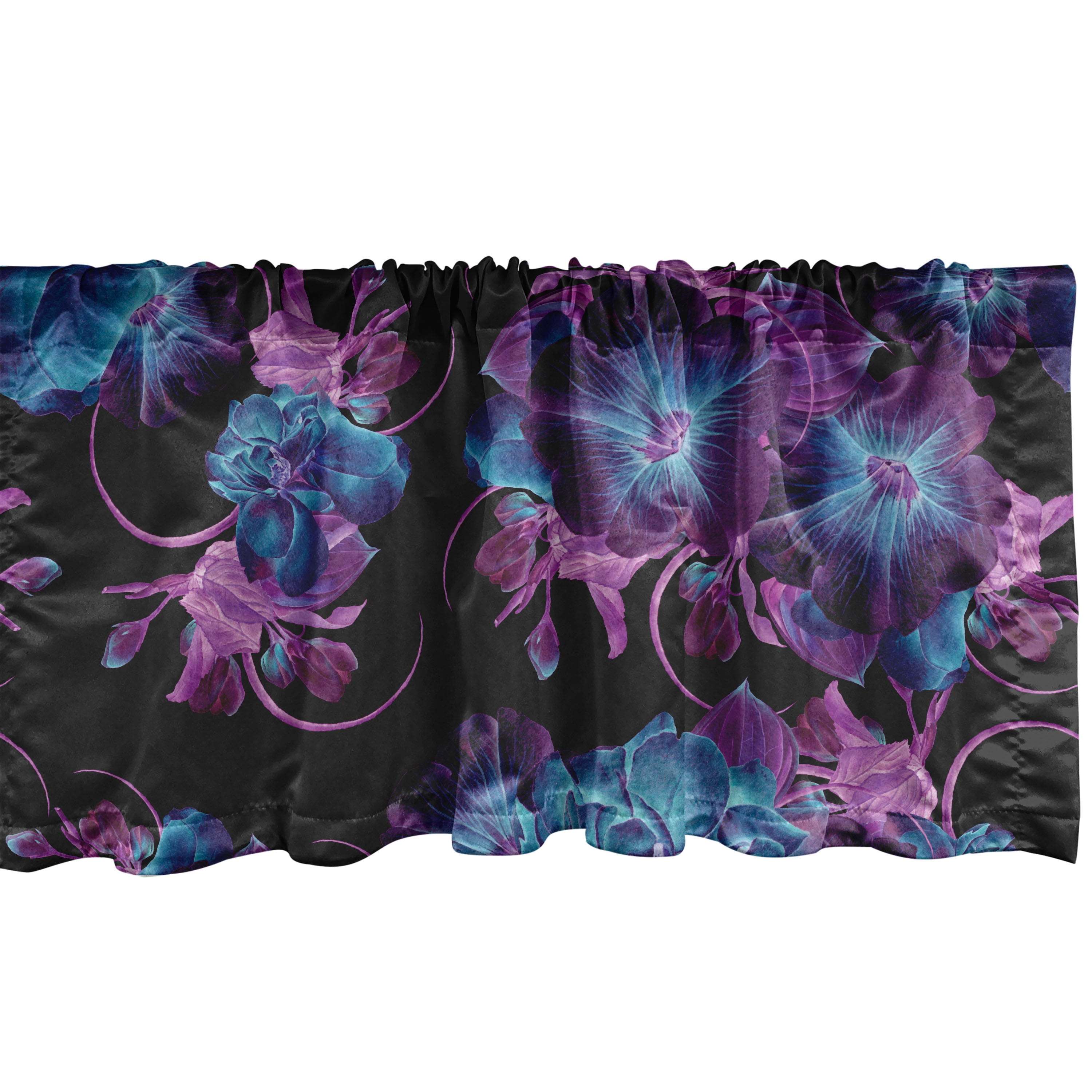 Petunia Window Valance, Dreamy Jungle Vibes Retro Wave Colors Flowers ...