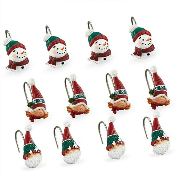 Petunia and Gnorme Winter Fun Set of 12 Shower Hooks