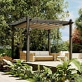 thumbnail image 1 of Petyee 10ft x 10ft Outdoor Retractable Aluminum Pergola, Modern Outdoor Trellis with  UPF 50+ Waterproof Canopy,Gray Wood-Grain Finish,Khaki canopy, 1 of 8
