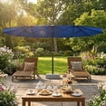 thumbnail image 1 of Petyee 13 ft Double-Sided Patio Umbrella,  No Base, Crank Lift, Steel Frame, Polyester Canopy,  Navy Blue, 1 of 10
