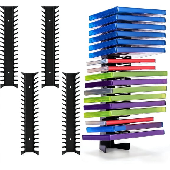 Petyoung 4 Pack Video Game Case Storage Wall Mount, Holds up to 72 Disc Boxes, Universal Game Organizer for PS Xbox DVD Disc Storage