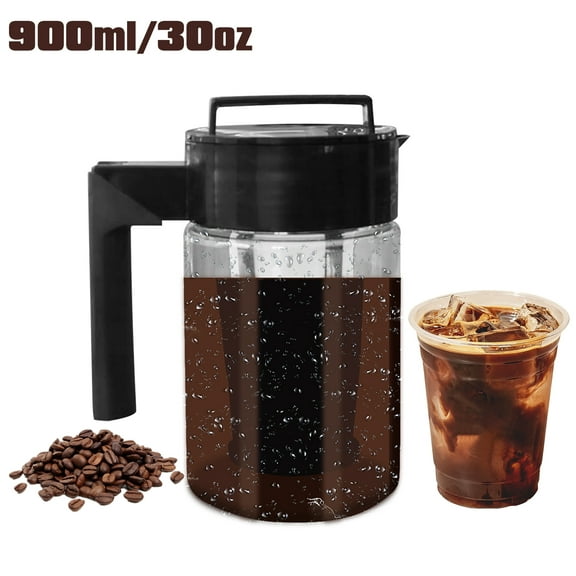 Petyoung Cold Brew Coffee Maker,with Lid Airtight Pitcher,Seal Silicone Handle Coffee Kettle,900ml/30oz