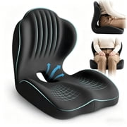 Petyoung Ergonomic Memory Foam Office Chair Cushion, L-Shaped Orthopedic Cushion with Coccyx Hollow, Tailbone & Lumbar Support for Car, Truck, Gaming
