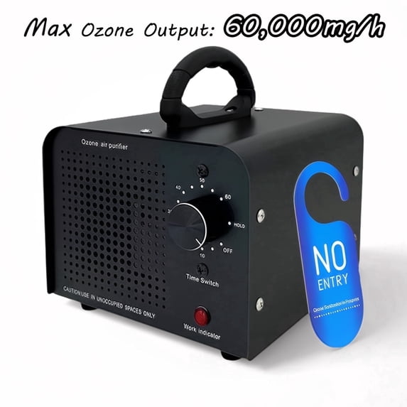 Petyoung Black Portable Ozone Generator 60000mg/h for home, car, office, and pet odor removal