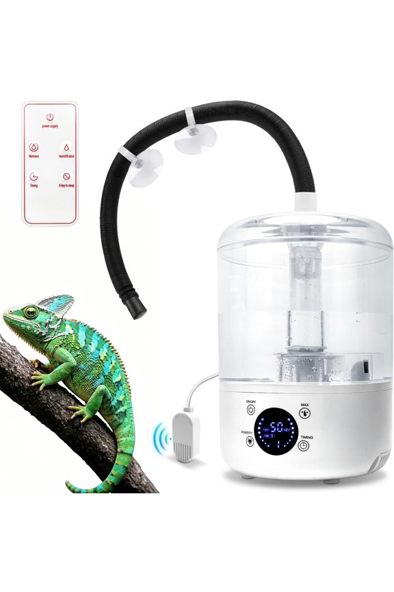 Reptile Humidifier, 4L Reptile Fogger with Humidity Control Sensor, Timer & 3 Adjustable Mist Levels, for Reptiles Amphibians Snake Herps