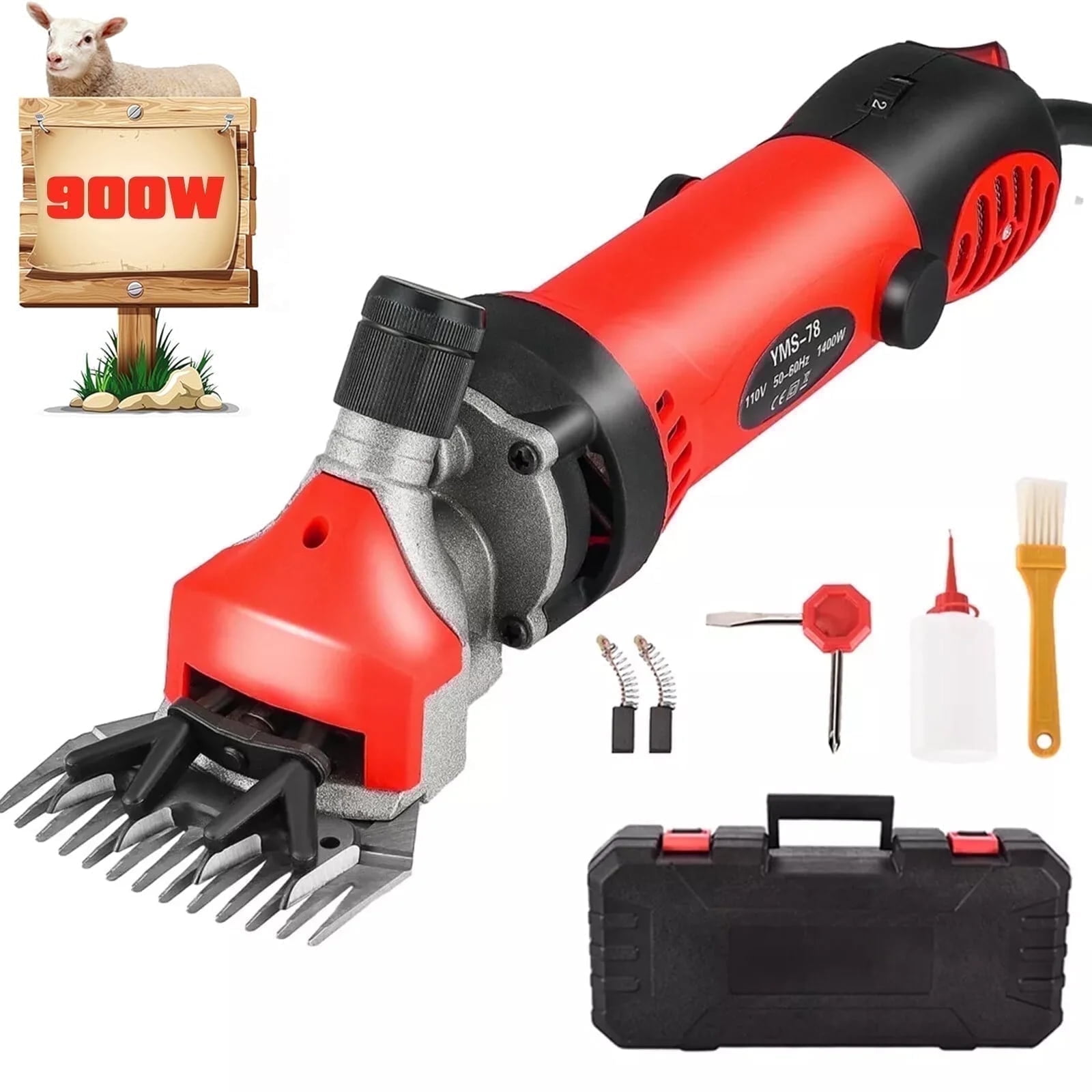 Walmart Black Friday Deals 2025 "Petyoung 900W Electric Sheep Shears, 6-Speed Animal Clippers, Red, Plastic and Metal, 13.8""x3.9"