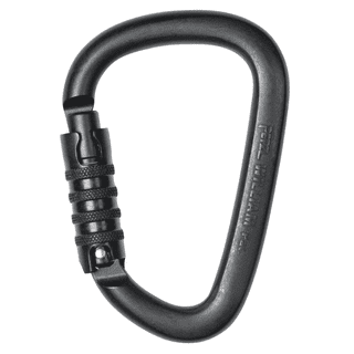ATTACHE, Locking pear-shaped carabiner with round-stock basket for