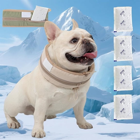 Petzymart Cool Loop, Petzymart Cooling Collar, Petzymart Coolloop for Dogs, Lightweight and Comfortable Cooling Collar for Dog with Ice Packs, Essentials for Dogs to Go Out in Summer (Green, L)