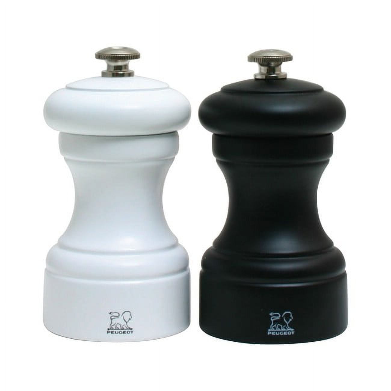 Peugeot Bistro Wood Grinder, Black Matte Pepper & White Matte Salt