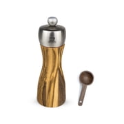 Peugeot Classic Fidji Salt Mill Gift Set, Olive Wood, 15 cm - With Wooden Spice Scoop