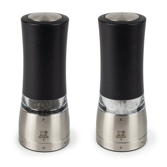 Peugeot Daman Electric Salt and Pepper Mill 2 Piece Set, Iridescent Black, 7-Inch