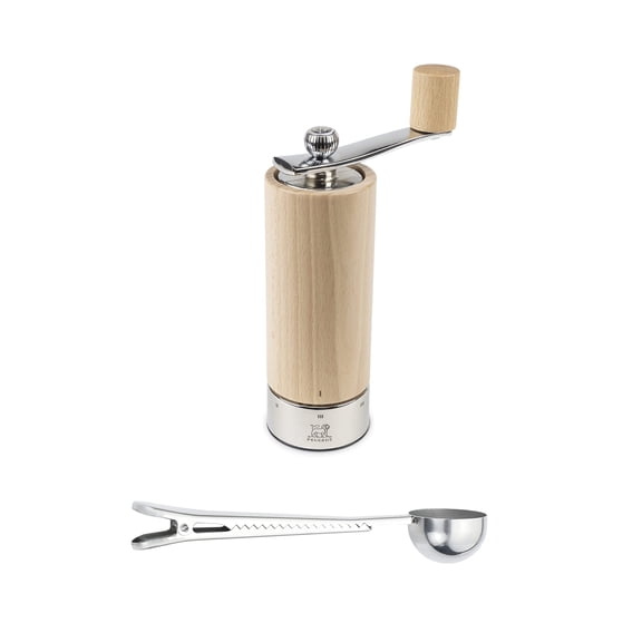 Peugeot Isen u'Select Salt Mill Gift Set 18cm-7in, Natural - With Stainless Steel Spice Scoop & Clip