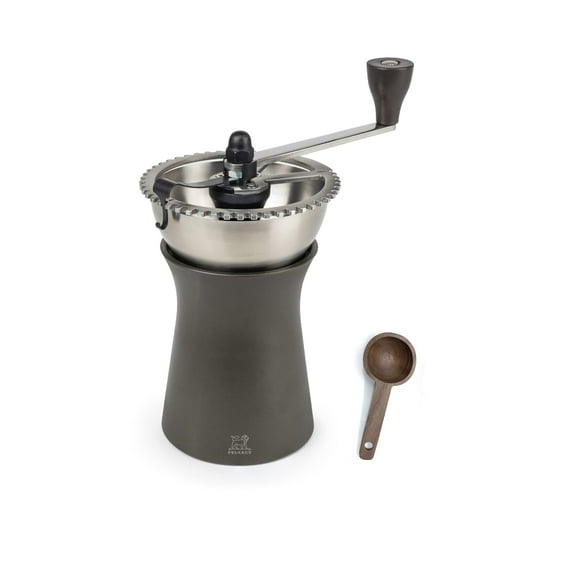 Peugeot KRONOS Coffee Grinder, 19 cm/ 7.5 in, Chocolate - With Wooden Spice Scoop
