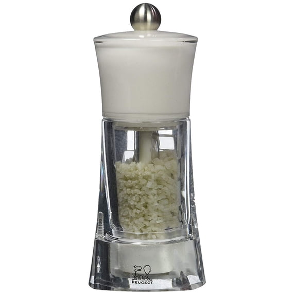 Peugeot 30391 Molene Grey “Wet” Salt Mill, 5-1/2" White. Ceramic mechanism.