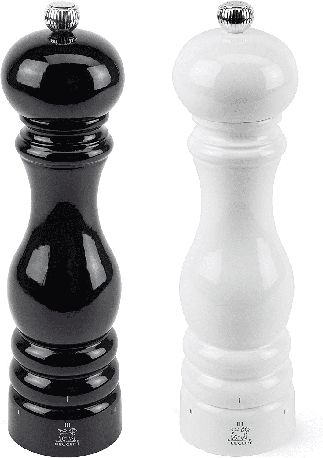 Peugeot Paris U'Select Lacquer Salt And Pepper Mill Set 8 3/4" Black And White
