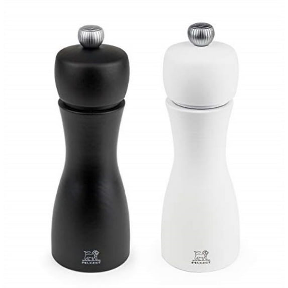 Peugeot Tahiti Duo 6 Inch Salt & Pepper Mill Set, Black and White