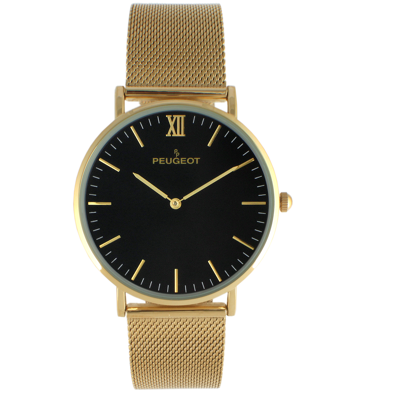 Peugeot Slim Watch 40mm Case, Black Dial, Mesh Liberia Ubuy