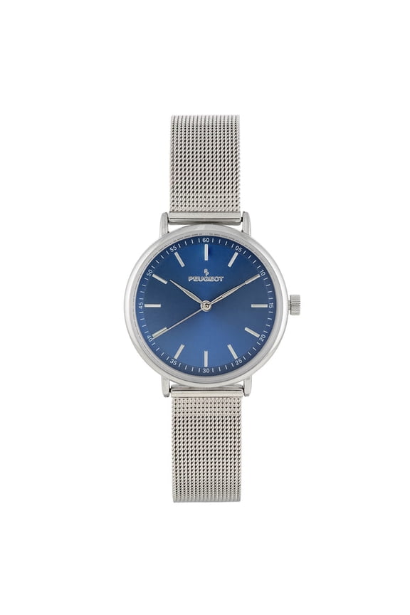 Peugeot Women's 30mm Blue Sleek Stainless Steel Mesh Band Watch