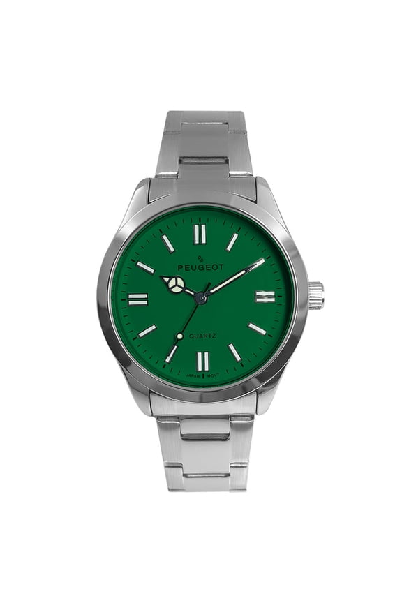Peugeot Women's 36mm Sport Watch with Green Dial and Stainless Steel Bracelet