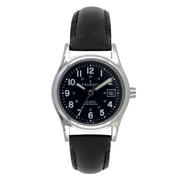 Peugeot Women s Black Nurses Sport Calendar Wrist Watch with Black Leather Strap