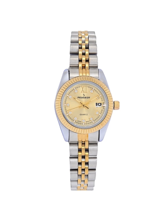 Peugeot Women's Two-Tone 25mm Fluted Bezel Steel Bracelet Watch