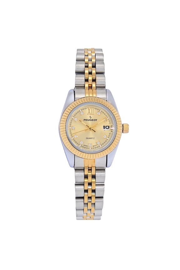 Peugeot Women's Two-Tone 25mm Fluted Bezel Steel Bracelet Watch