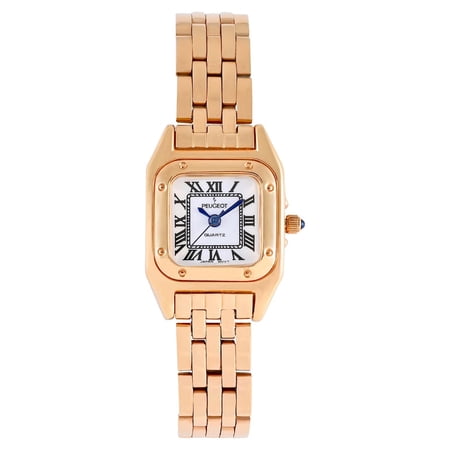 Peugeot Womens 20x22mm Gold-Tone Panther Link Bracelet Watch