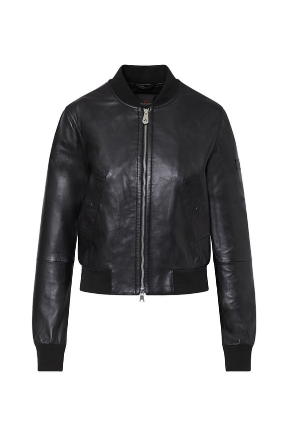 Fitted Black Calfskin Bomber Jacket (Women's)
