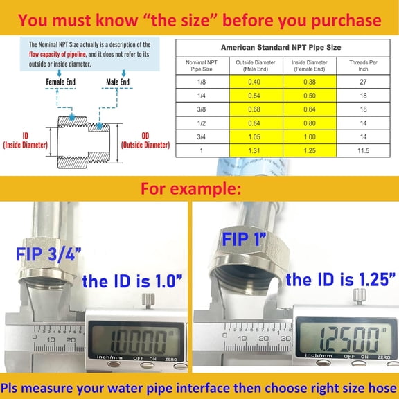 PevePexe 2Pack, Flexible Water  Hose 3/4" FIP x 3/4" FIP 36” Length, Stainless Steel Corrugated Hot Water  Connector Flex Pipe for Water Softener Tank (0.7"ID)