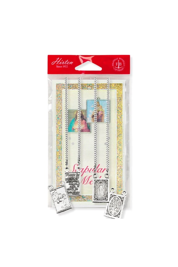 Pewte Miraculousr Scapular Medal Necklace