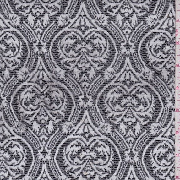 Pewter Baroque Jacquard Double Knit, Fabric By the Yard