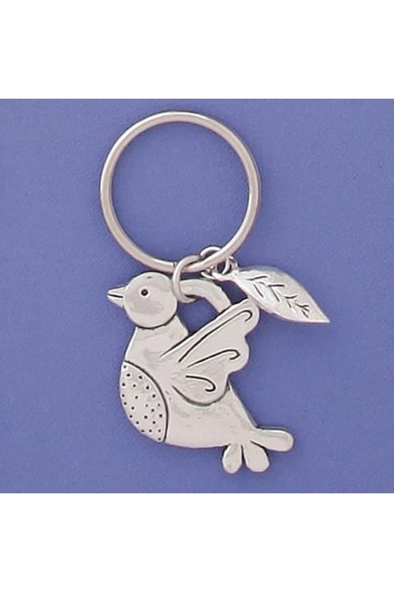 Pewter Bird Keychain, Keyring Handcrafted in Canada by Basic Spirit