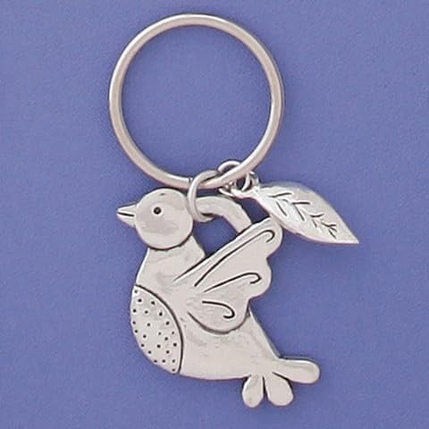 Pewter Bird Keychain, Keyring Handcrafted in Canada by Basic Spirit