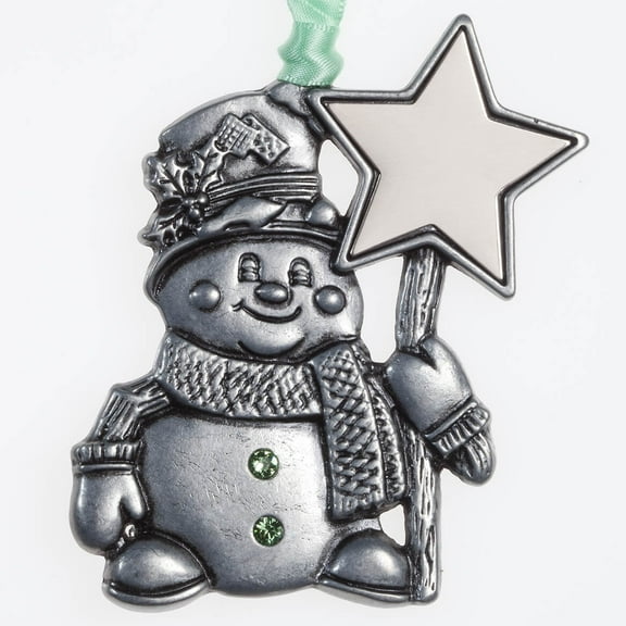 Pewter Birthstone Snowman Ornament, August