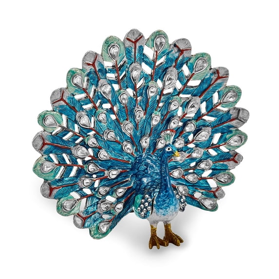 Pewter Blue Peacock Trinket Box