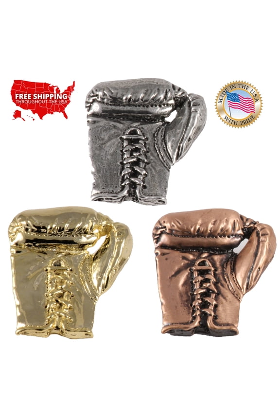 Pewter Boxing Glove Lapel Pin Badge Olympic Sports Handmade in USA