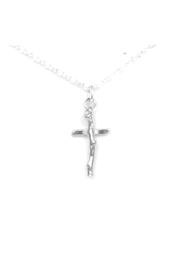 Pewter Branch Cross Necklace - Gift Packaged with Beauty from Hardship Story Card - Made in USA (16" chain)