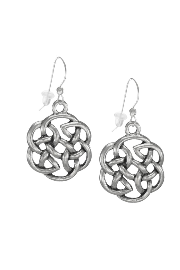 Pewter Celtic Drop Earrings Sterling Silver Earwires