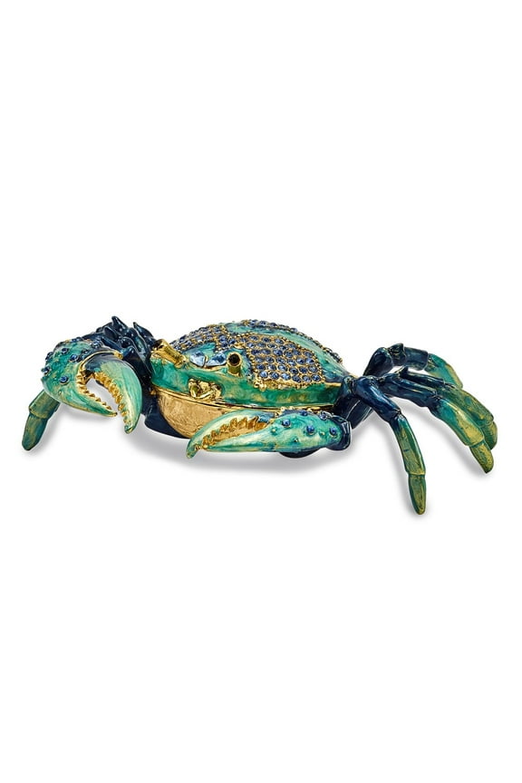 Pewter Enamel Blue Crab Trinket Box