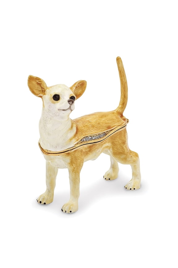 Pewter Enamel Chihuahua Trinket Box