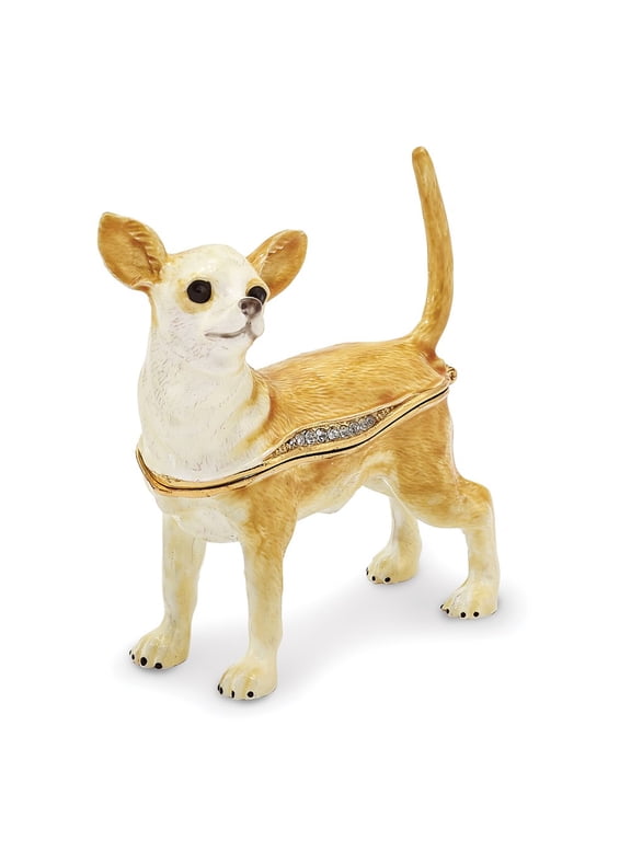 Pewter Enamel Chihuahua Trinket Box