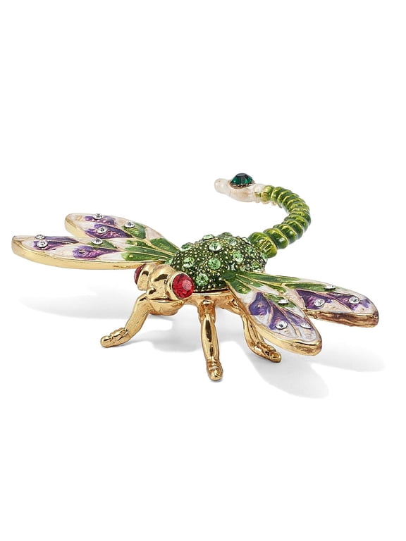 Pewter Enamel Dragon Fly Trinket Box